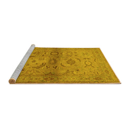 Sideview of Machine Washable Oriental Yellow Industrial Rug, wshurb3162yw