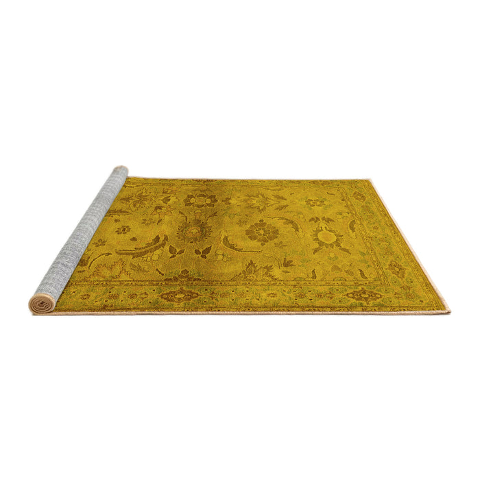 Sideview of Machine Washable Oriental Yellow Industrial Rug, wshurb3162yw