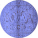 Round Machine Washable Oriental Blue Industrial Rug, wshurb3162blu