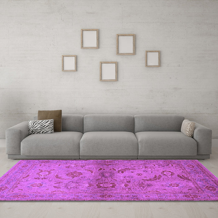 Machine Washable Oriental Purple Industrial Area Rugs in a Living Room, wshurb3162pur