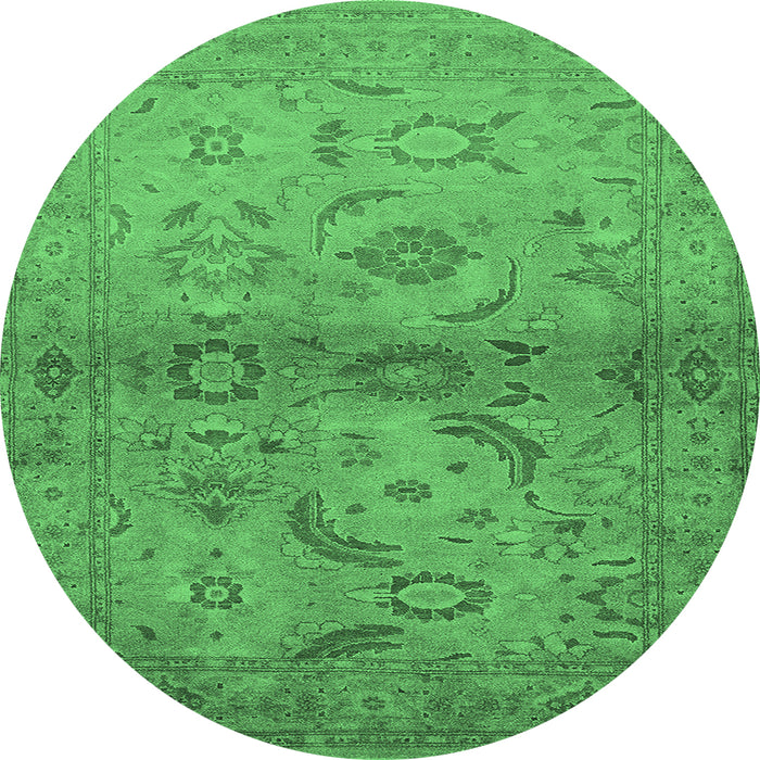 Round Oriental Emerald Green Industrial Rug, urb3162emgrn