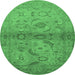 Round Oriental Emerald Green Industrial Rug, urb3162emgrn