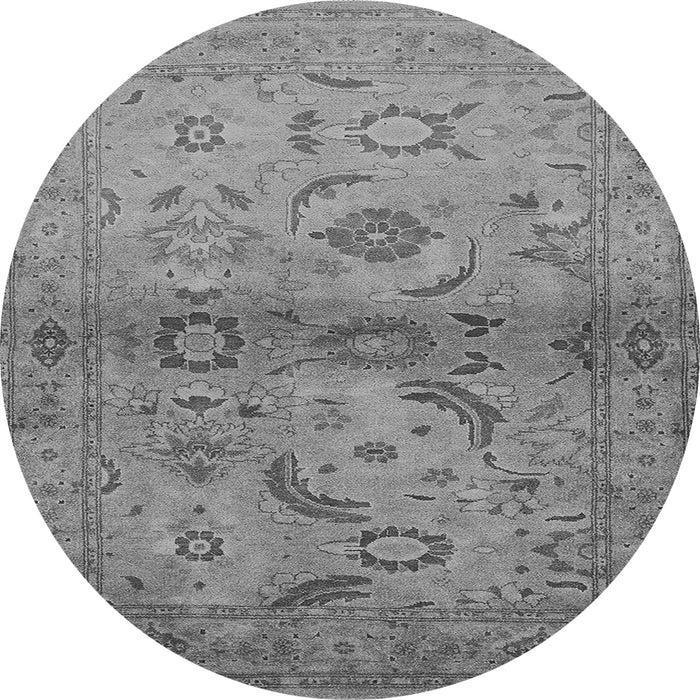 Round Machine Washable Oriental Gray Industrial Rug, wshurb3162gry