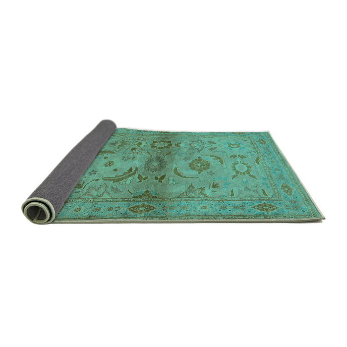 Sideview of Oriental Turquoise Industrial Rug, urb3162turq