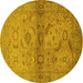 Round Oriental Yellow Industrial Rug, urb3162yw