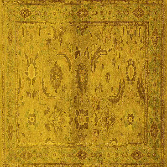 Square Machine Washable Oriental Yellow Industrial Rug, wshurb3162yw