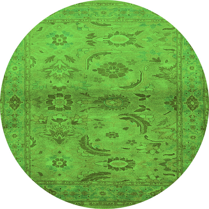 Round Oriental Green Industrial Rug, urb3162grn