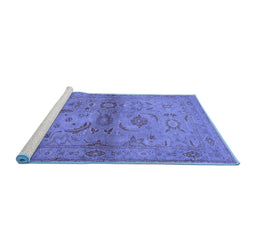 Sideview of Machine Washable Oriental Blue Industrial Rug, wshurb3162blu