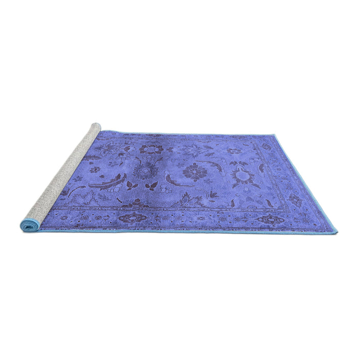 Sideview of Machine Washable Oriental Blue Industrial Rug, wshurb3162blu