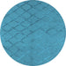 Round Oriental Light Blue Industrial Rug, urb3163lblu