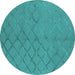 Round Oriental Turquoise Industrial Rug, urb3163turq