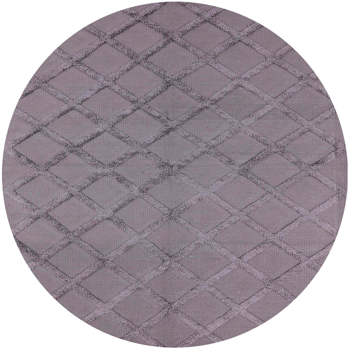 Round Machine Washable Industrial Modern Viola Purple Rug, wshurb3163