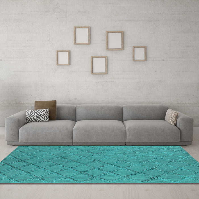 Machine Washable Oriental Turquoise Industrial Area Rugs in a Living Room,, wshurb3163turq