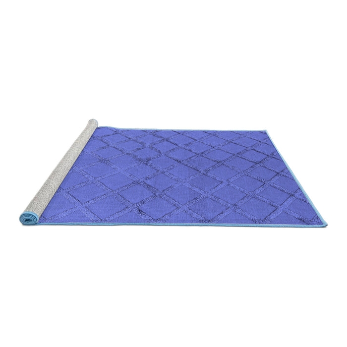 Sideview of Machine Washable Oriental Blue Industrial Rug, wshurb3163blu