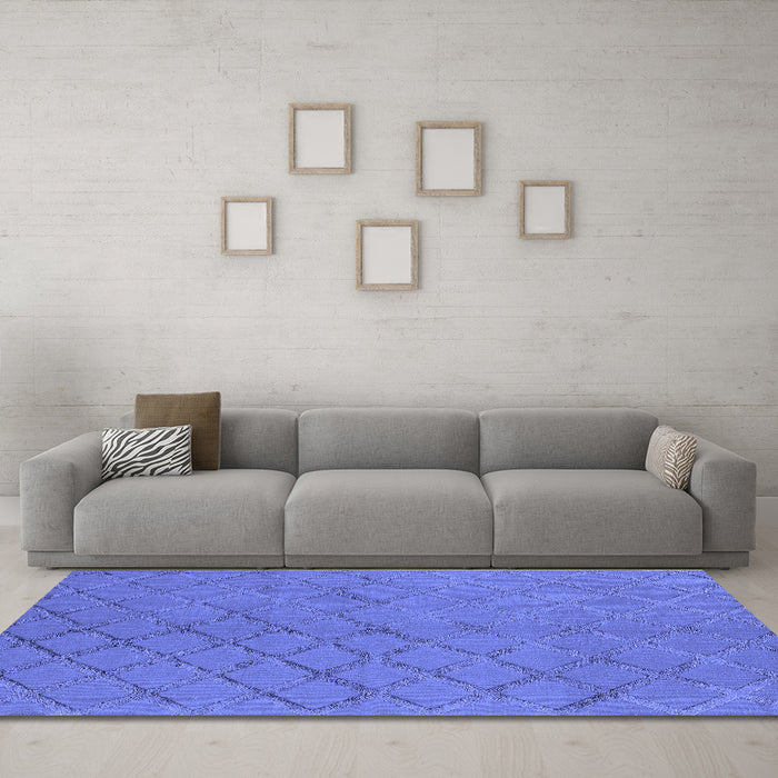 Machine Washable Oriental Blue Industrial Rug in a Living Room, wshurb3163blu