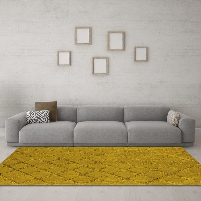 Machine Washable Oriental Yellow Industrial Rug in a Living Room, wshurb3163yw