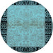 Round Oriental Light Blue Industrial Rug, urb3164lblu