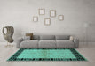 Machine Washable Oriental Turquoise Industrial Area Rugs in a Living Room,, wshurb3164turq