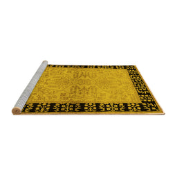 Sideview of Machine Washable Oriental Yellow Industrial Rug, wshurb3164yw