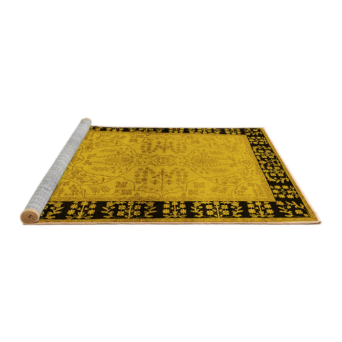 Sideview of Machine Washable Oriental Yellow Industrial Rug, wshurb3164yw