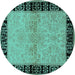 Round Oriental Turquoise Industrial Rug, urb3164turq