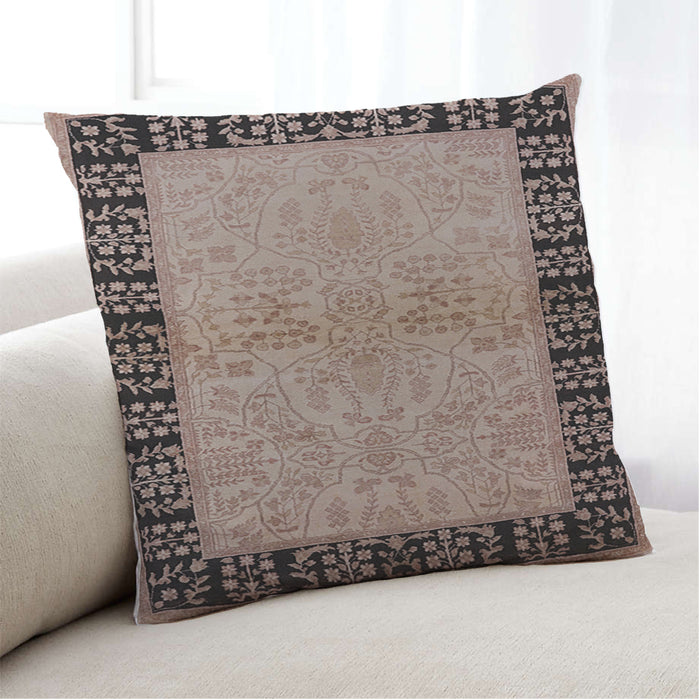 Lifestyle Image of Mid-Century Modern Urban Square Dark Salmon Pink Throw Pillow, 18 inch by 18 inch, pwurb3164