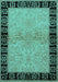 Machine Washable Oriental Turquoise Industrial Area Rugs, wshurb3164turq