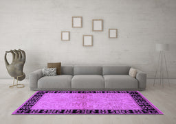 Machine Washable Oriental Purple Industrial Area Rugs in a Living Room, wshurb3164pur