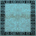 Square Machine Washable Oriental Light Blue Industrial Rug, wshurb3164lblu