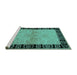 Sideview of Machine Washable Oriental Turquoise Industrial Area Rugs, wshurb3164turq