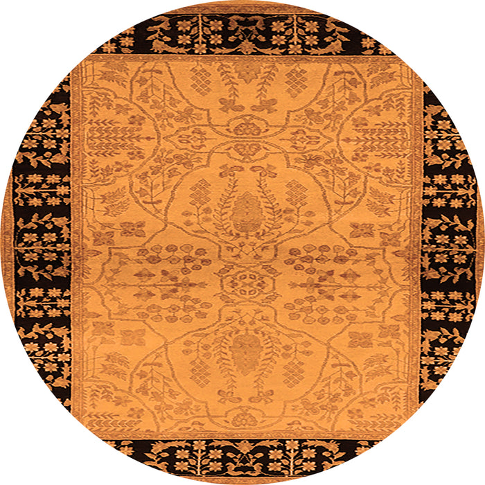 Round Oriental Orange Industrial Rug, urb3164org