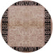 Round Mid-Century Modern Dark Salmon Pink Oriental Rug, urb3164