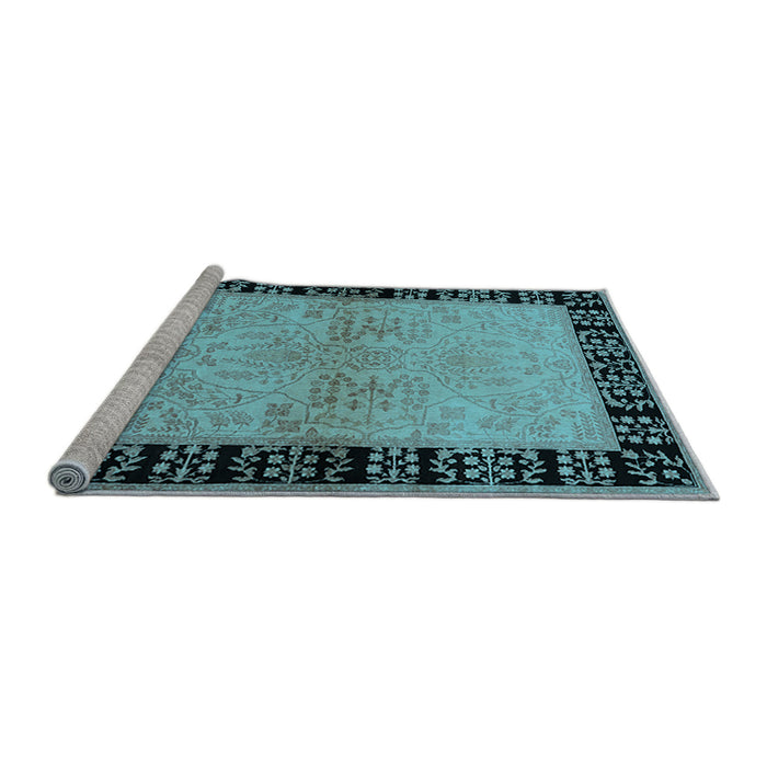 Sideview of Machine Washable Oriental Light Blue Industrial Rug, wshurb3164lblu