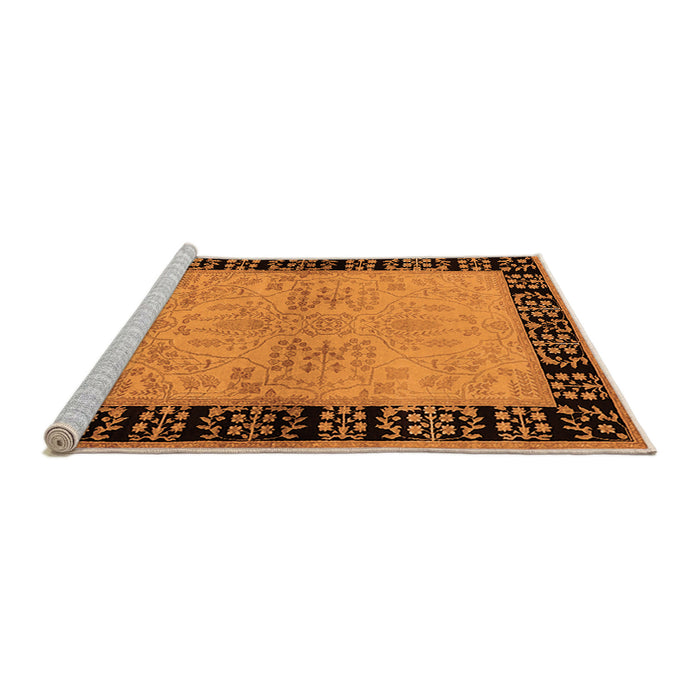Sideview of Machine Washable Oriental Orange Industrial Area Rugs, wshurb3164org