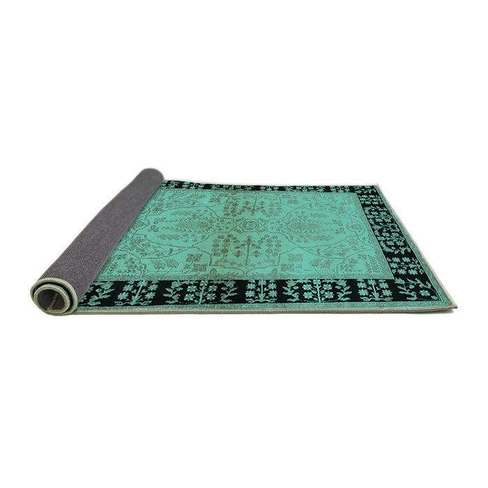 Sideview of Oriental Turquoise Industrial Rug, urb3164turq