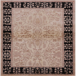 Square Mid-Century Modern Dark Salmon Pink Oriental Rug, urb3164