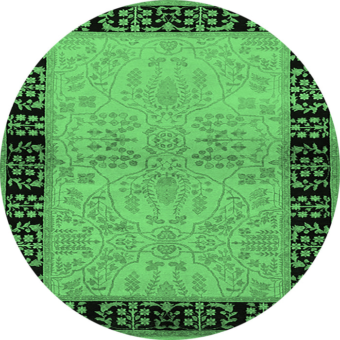 Round Oriental Emerald Green Industrial Rug, urb3164emgrn