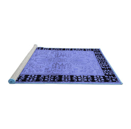Sideview of Machine Washable Oriental Blue Industrial Rug, wshurb3164blu