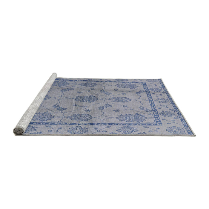 Sideview of Machine Washable Industrial Modern Blue Gray Rug, wshurb3165