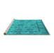 Sideview of Machine Washable Oriental Turquoise Industrial Area Rugs, wshurb3165turq