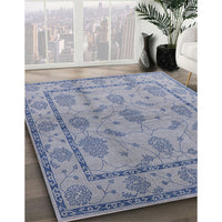 Mid-Century Modern Blue Gray Oriental Rug, urb3165