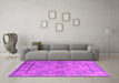 Machine Washable Oriental Pink Industrial Rug in a Living Room, wshurb3165pnk