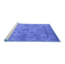Sideview of Machine Washable Oriental Blue Industrial Rug, wshurb3165blu