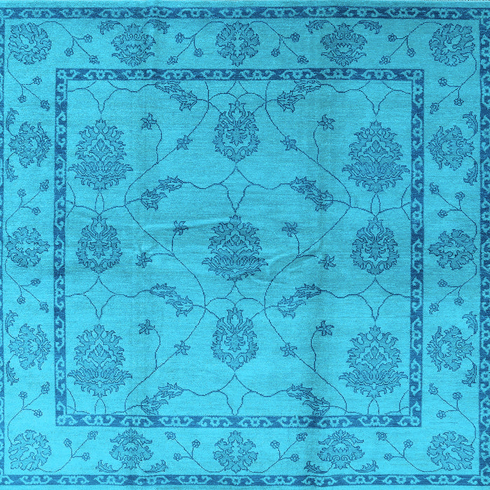 Square Machine Washable Oriental Light Blue Industrial Rug, wshurb3165lblu