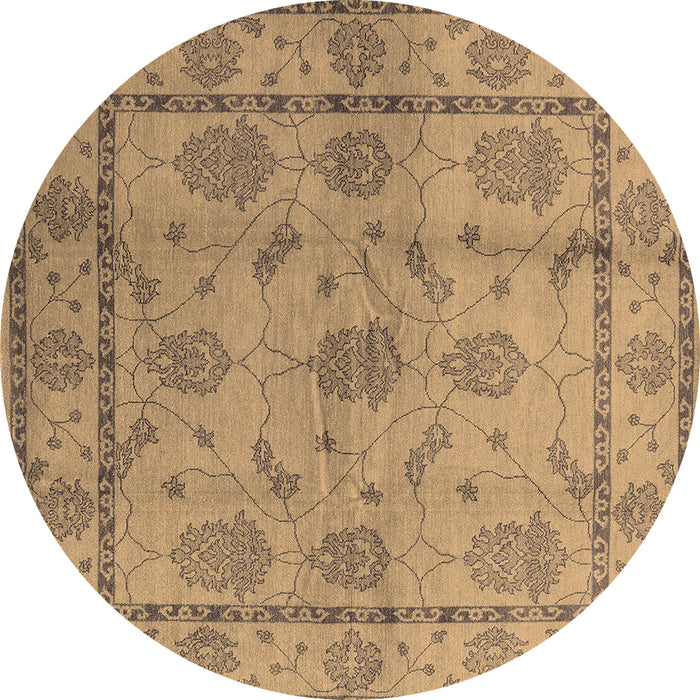 Round Oriental Brown Industrial Rug, urb3165brn