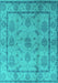 Machine Washable Oriental Turquoise Industrial Area Rugs, wshurb3165turq