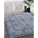 Mid-Century Modern Blue Gray Oriental Rug in Family Room, urb3165