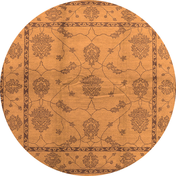 Round Oriental Orange Industrial Rug, urb3165org