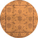 Round Machine Washable Oriental Orange Industrial Area Rugs, wshurb3165org