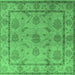 Square Machine Washable Oriental Emerald Green Industrial Area Rugs, wshurb3165emgrn